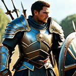 Strategic Anticipation**

"A determined warrior, fully clothed in fantasy armor, eyes focused, anticipating an enemy's attack in a vibrant, dynamic battlefield scene. He is poised to block with his shield, showcasing perfect anatomy and correct proportions. Background details include magical effects and other warriors engaged in combat. Safe for work, appropriate content, professional, family-friendly. High quality, detailed textures, well-formed hands, natural pose, modest armor."

**
